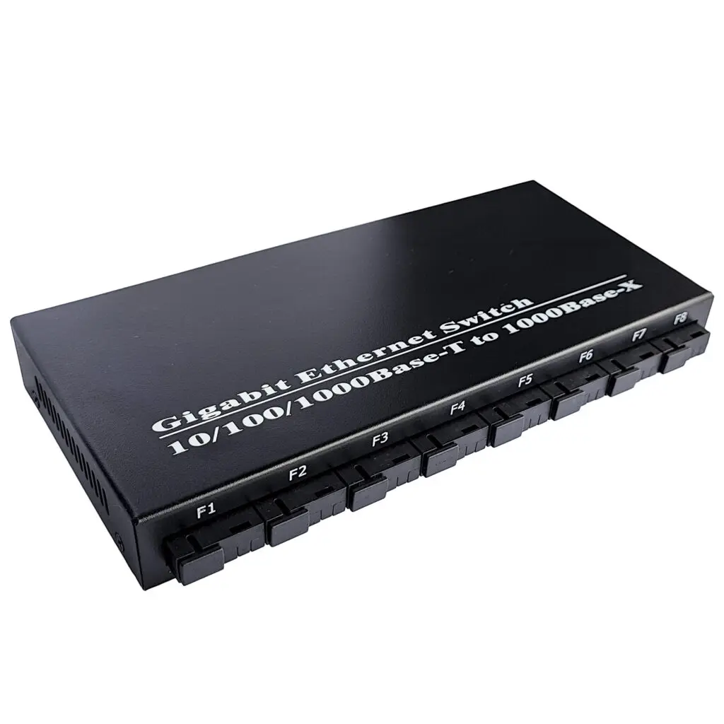 SWITCH CONVERTIDOR DE MEDIOS 8 PUERTOS FIBRA 2 RED CUBIERTO METAL