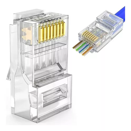 CONECTOR RJ45 CAT 6 EZ PASANTE X 100 UND