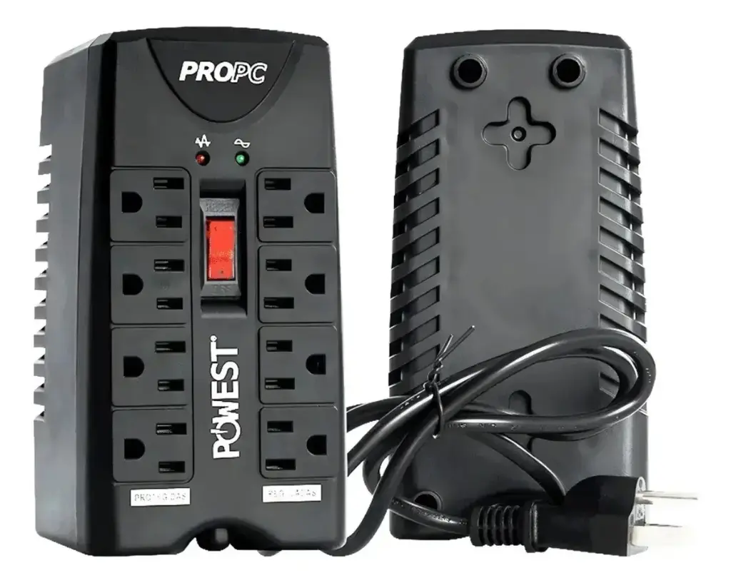 REGULADOR DE VOLTAJE 8 TOMAS 1000 VA CON SWITCH SUPRESOR DE PICOS