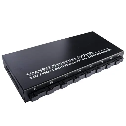 [517] SWITCH CONVERTIDOR DE MEDIOS 8 PUERTOS FIBRA 2 RED CUBIERTO METAL